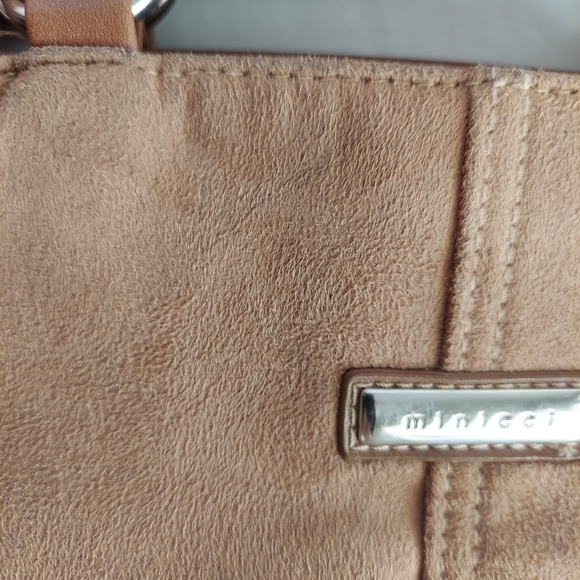 Minicci Faux Suede Leather Shoulder Tan Bag - Picture 14 of 16